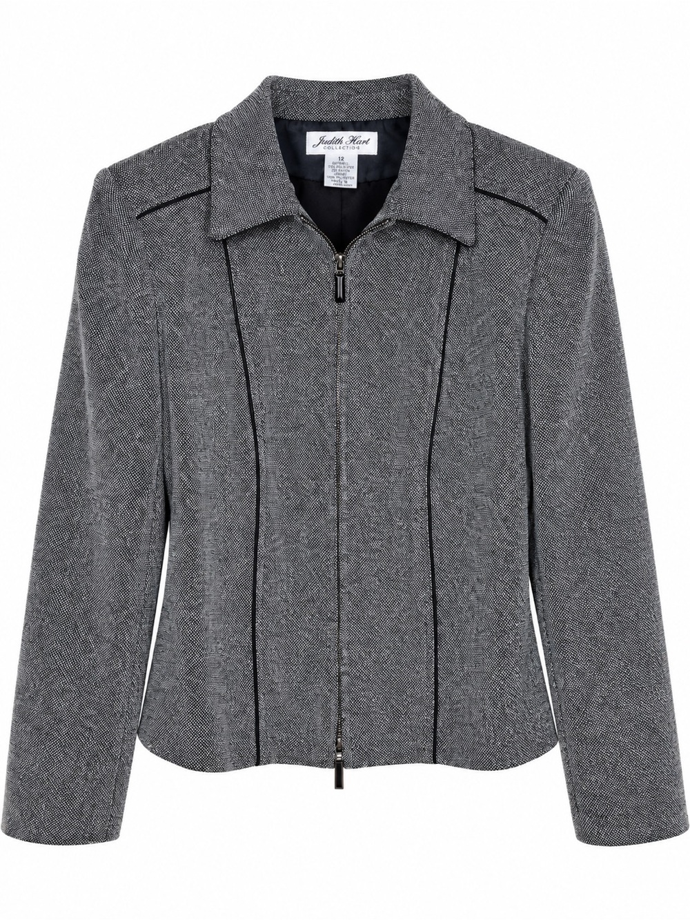 Judith Hart Collection Textured Zip Front Blazer Jacket